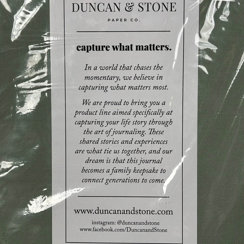 Duncan & Stone Paper Co Travel Journal Sage Green Linen Gold Foil Keepsake New‎